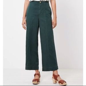 NWT Navy Seamed Twill Wide Leg Crop Pants